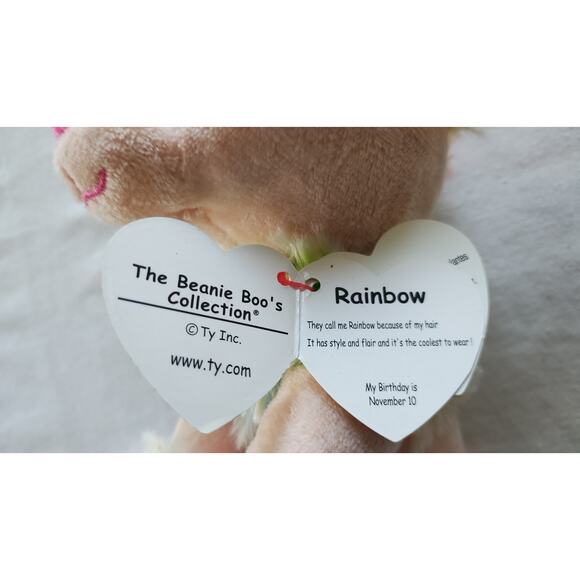 Ty Beanie Boos - RAINBOW the Tie Dyed Poodle Dog (6 Inch) NEW MINT with MINT TAG - Picture 6 of 9